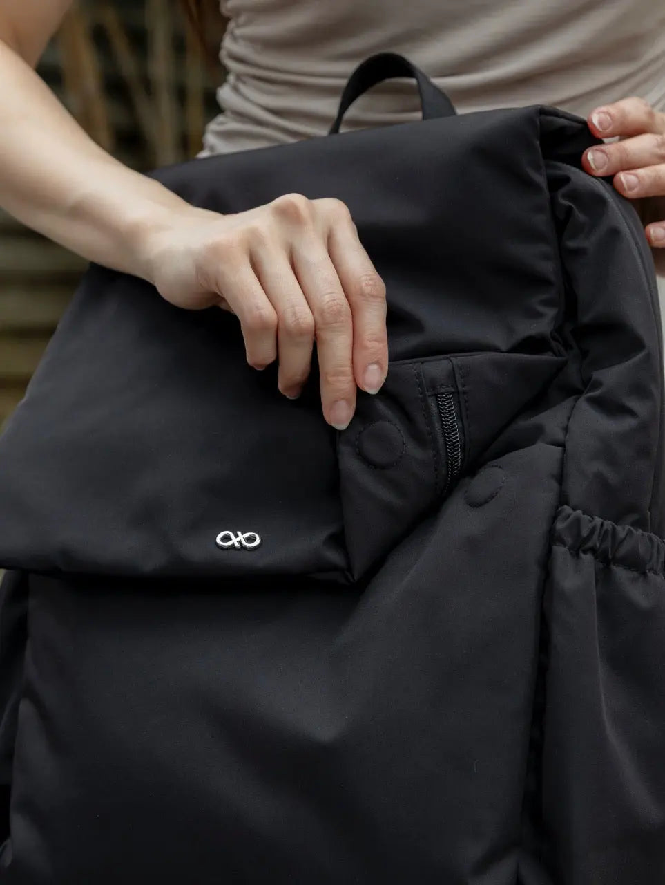 COSY LUXE UTILITY BACKPACK IN JET BLACK TSL Singapore