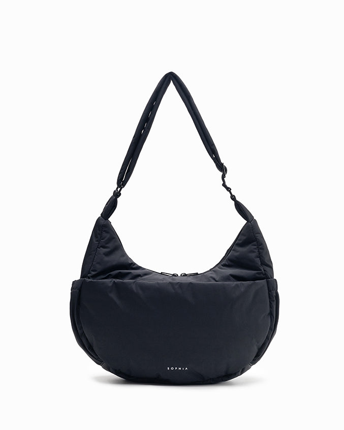 XL POSH CRESCENT BAG IN JET BLACK