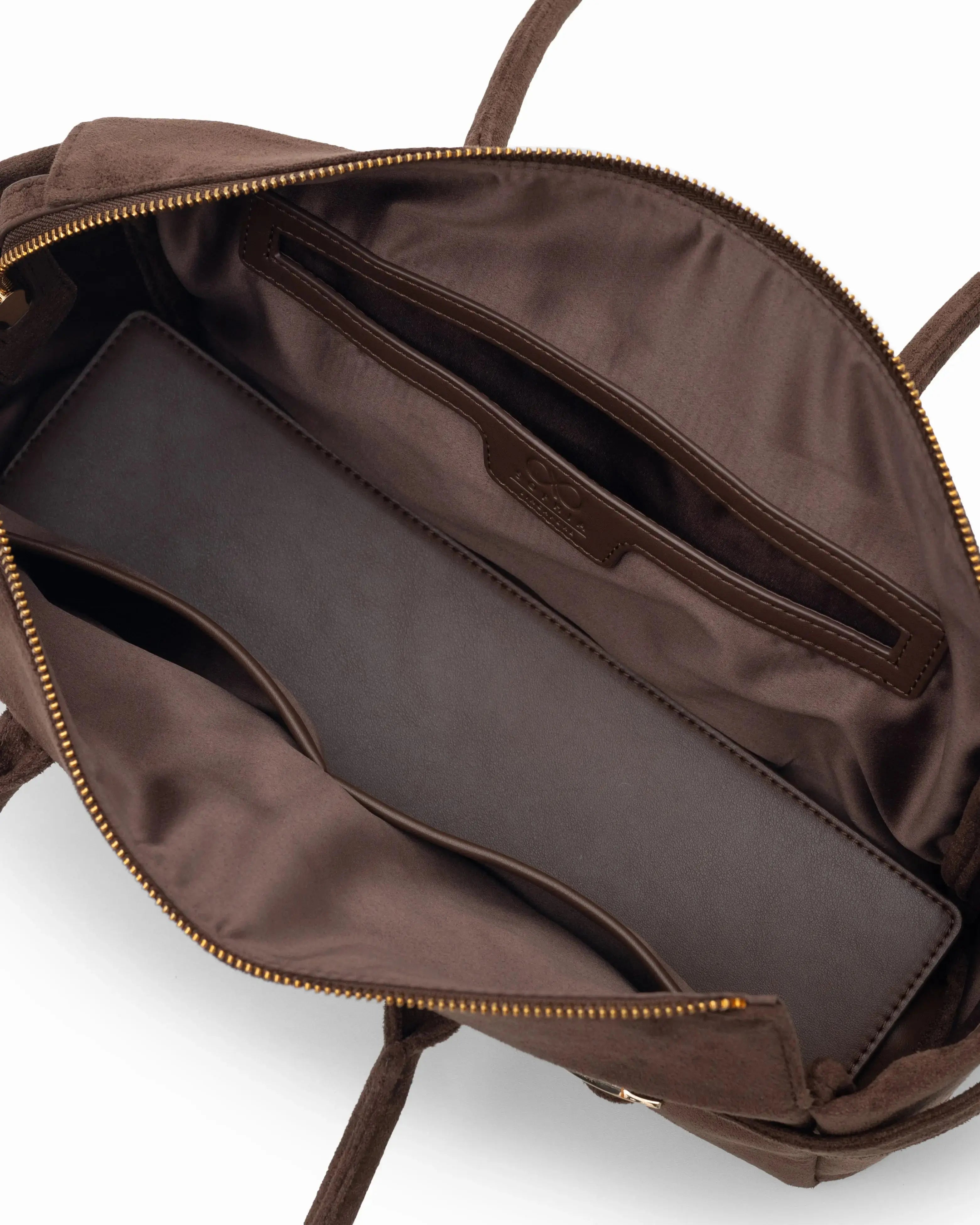 VALENTINA SUEDE BAGUETTE BAG IN ESPRESSO TSL Singapore