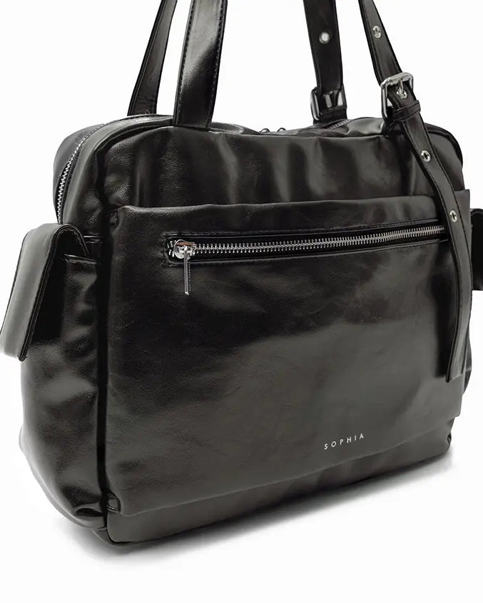 The Sophia Label - EVERYDAY CITY TOTE BAG IN OBSIDIAN GREY