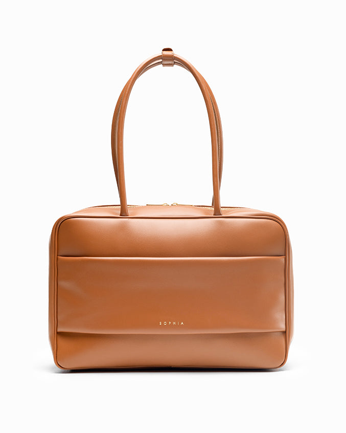 SIGNATURE POCKET L REI TOTE BAG IN CAMEL