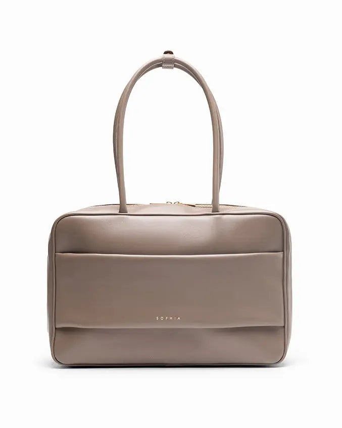 SIGNATURE POCKET L REI TOTE BAG IN TAUPE TSL Singapore