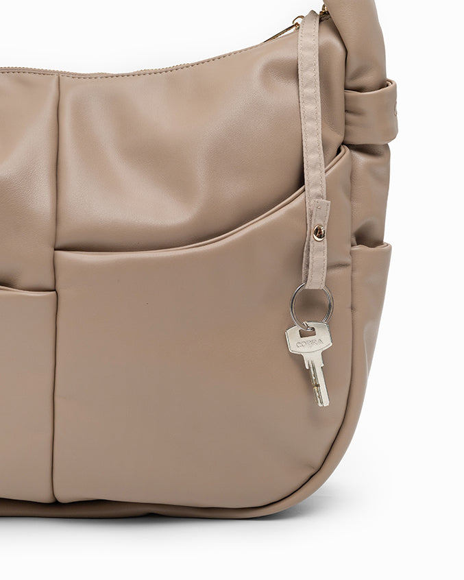 SIGNATURE POCKET SLOUCHY HOBO IN LATTE