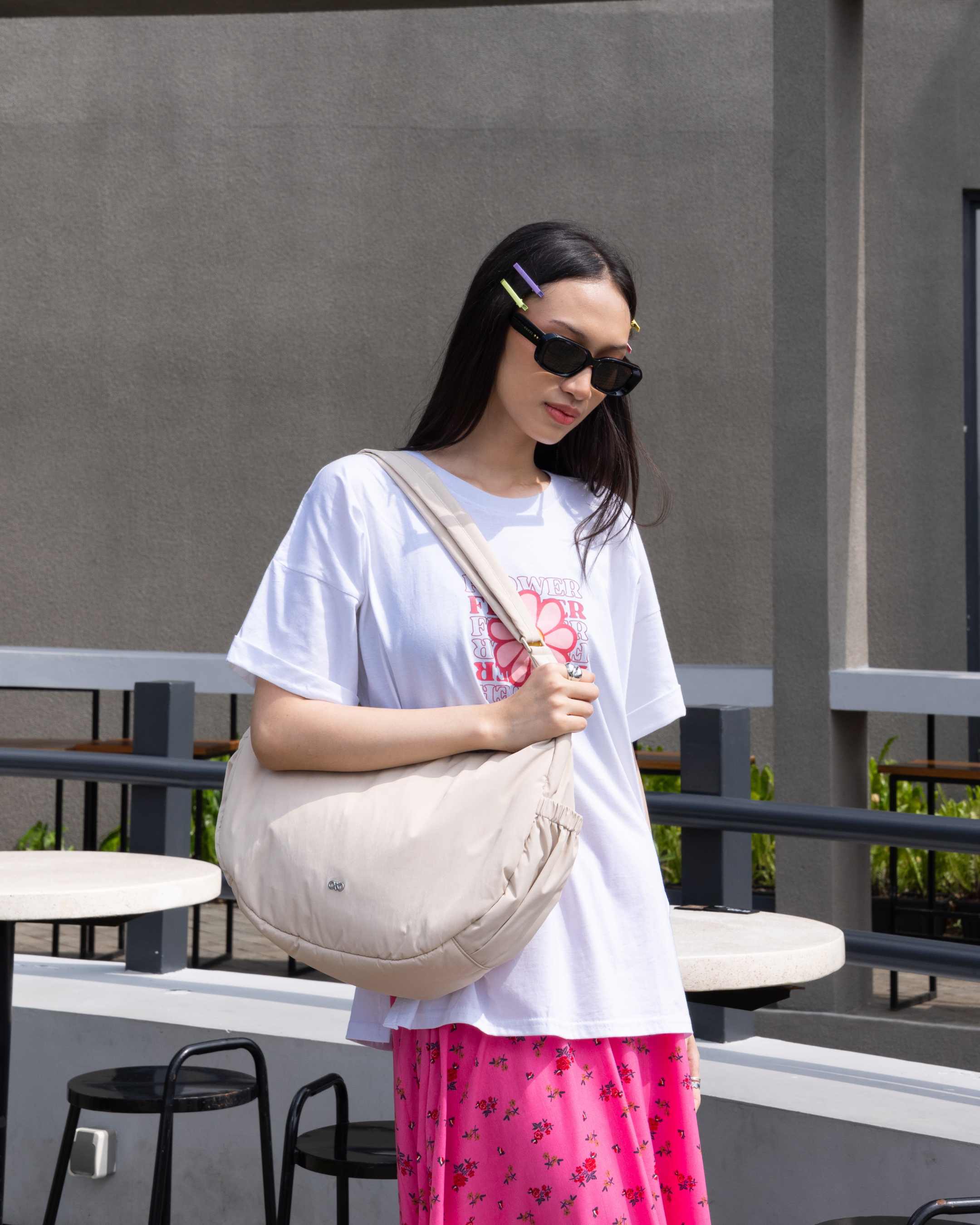 XL POSH CRESCENT BAG IN OAT