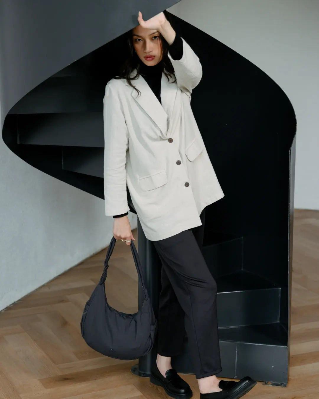 L COSY LUXE CRESCENT BAG CHARCOAL The Sophia Label