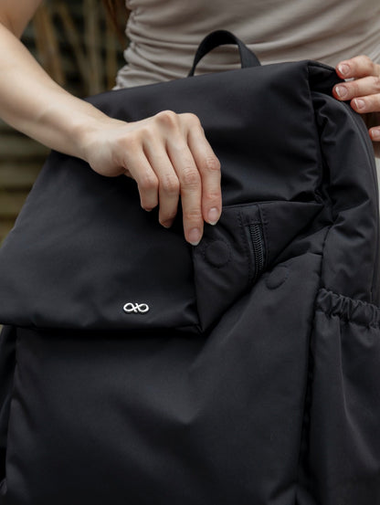 COSY LUXE UTILITY BACKPACK IN JET BLACK
