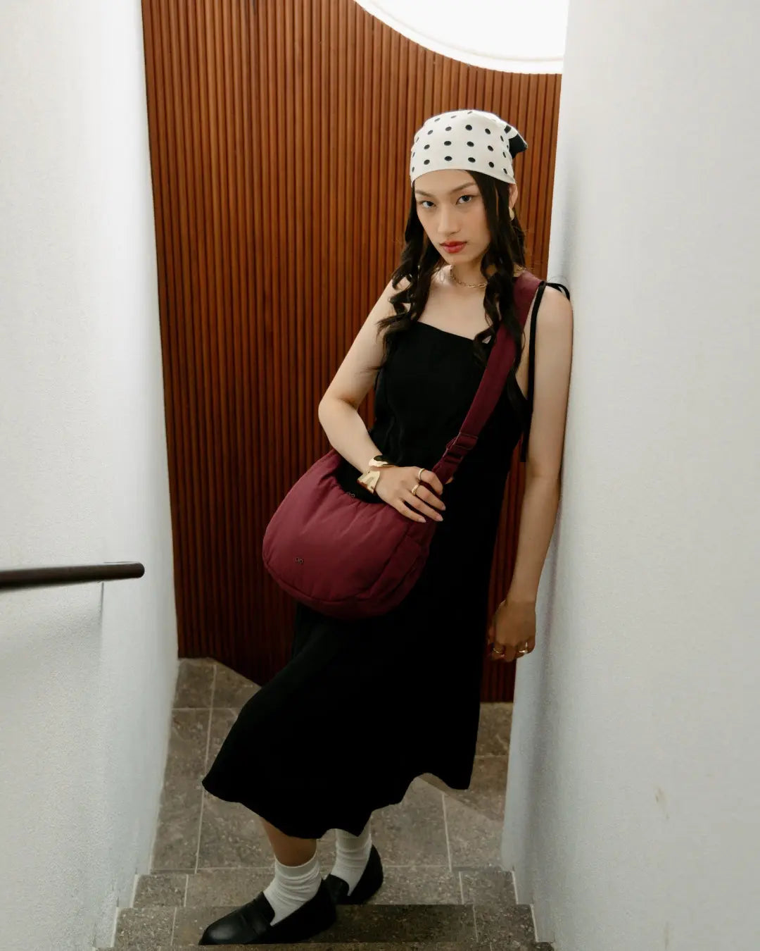 L COSY LUXE CRESCENT BAG WINE The Sophia Label