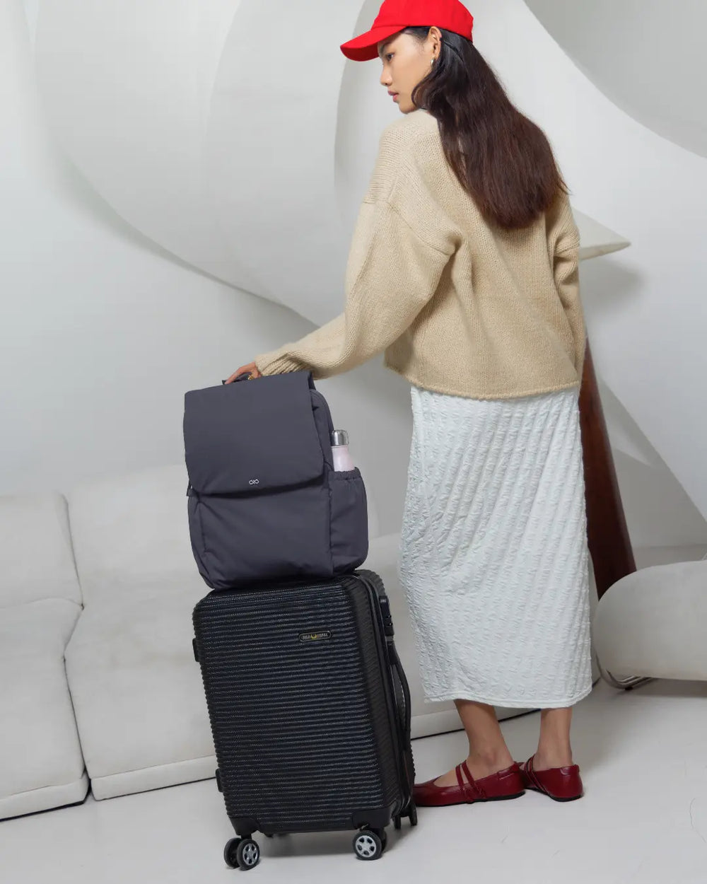 COSY LUXE UTILITY BACKPACK IN CHARCOAL - TSL Singapore