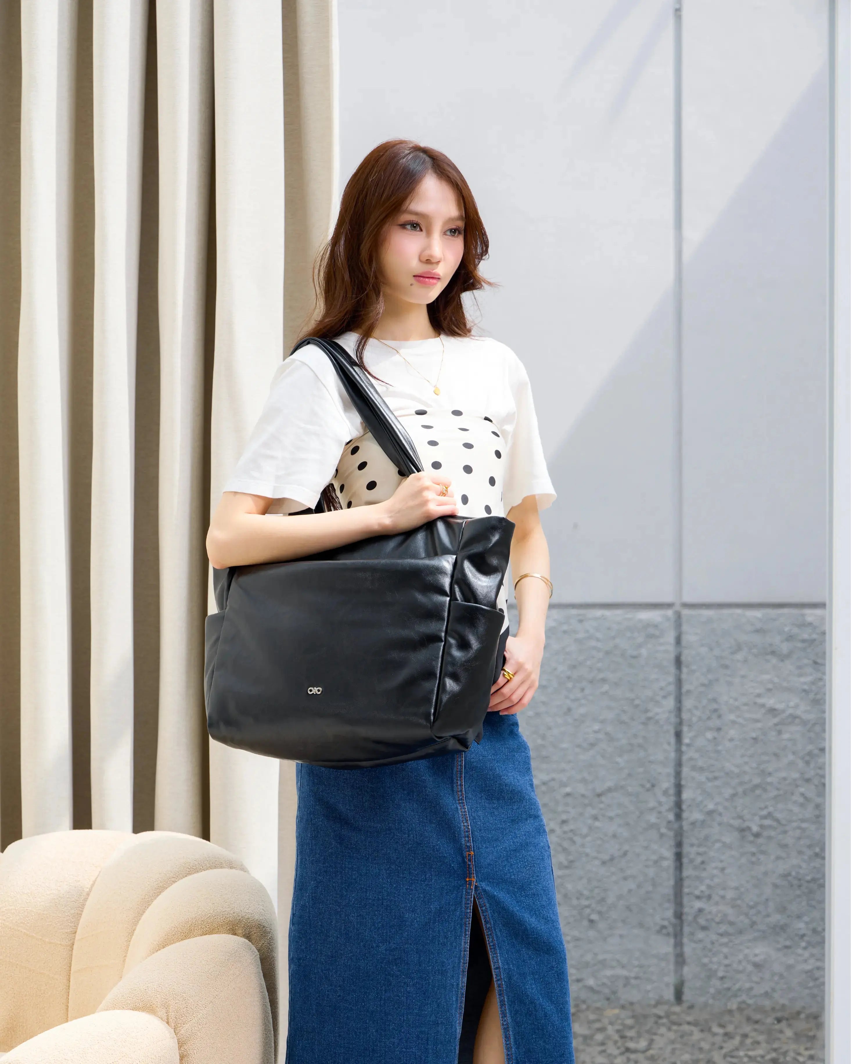 The Sophia Label - EVERYDAY CITY CUSHY TOTE 2.0 IN PANTHER BLACK