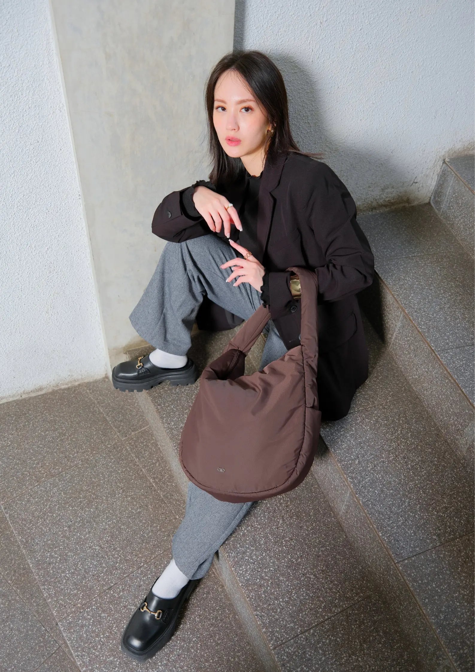 POSH SLOUCHY HOBO IN TRUFFLE The Sophia Label