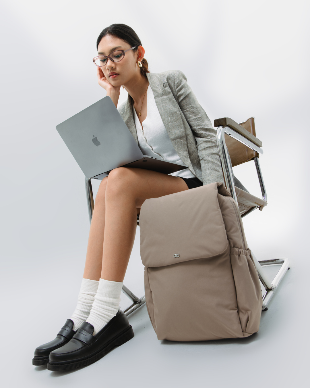 COSY LUXE UTILITY BACKPACK IN TAUPE