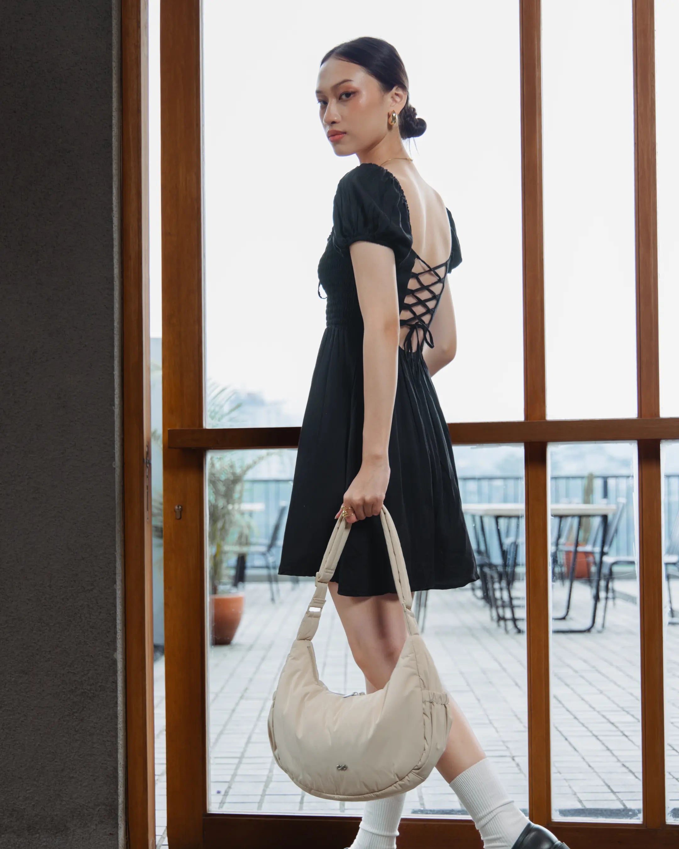 L POSH CRESCENT BAG IN OAT TSL Singapore