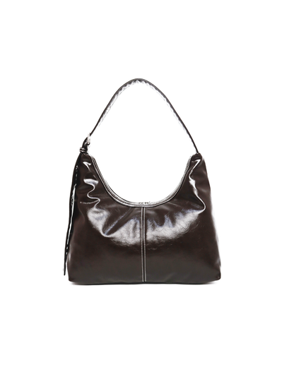 SIGNATURE POCKET LEATHER HOBO BAG IN ESPRESSO