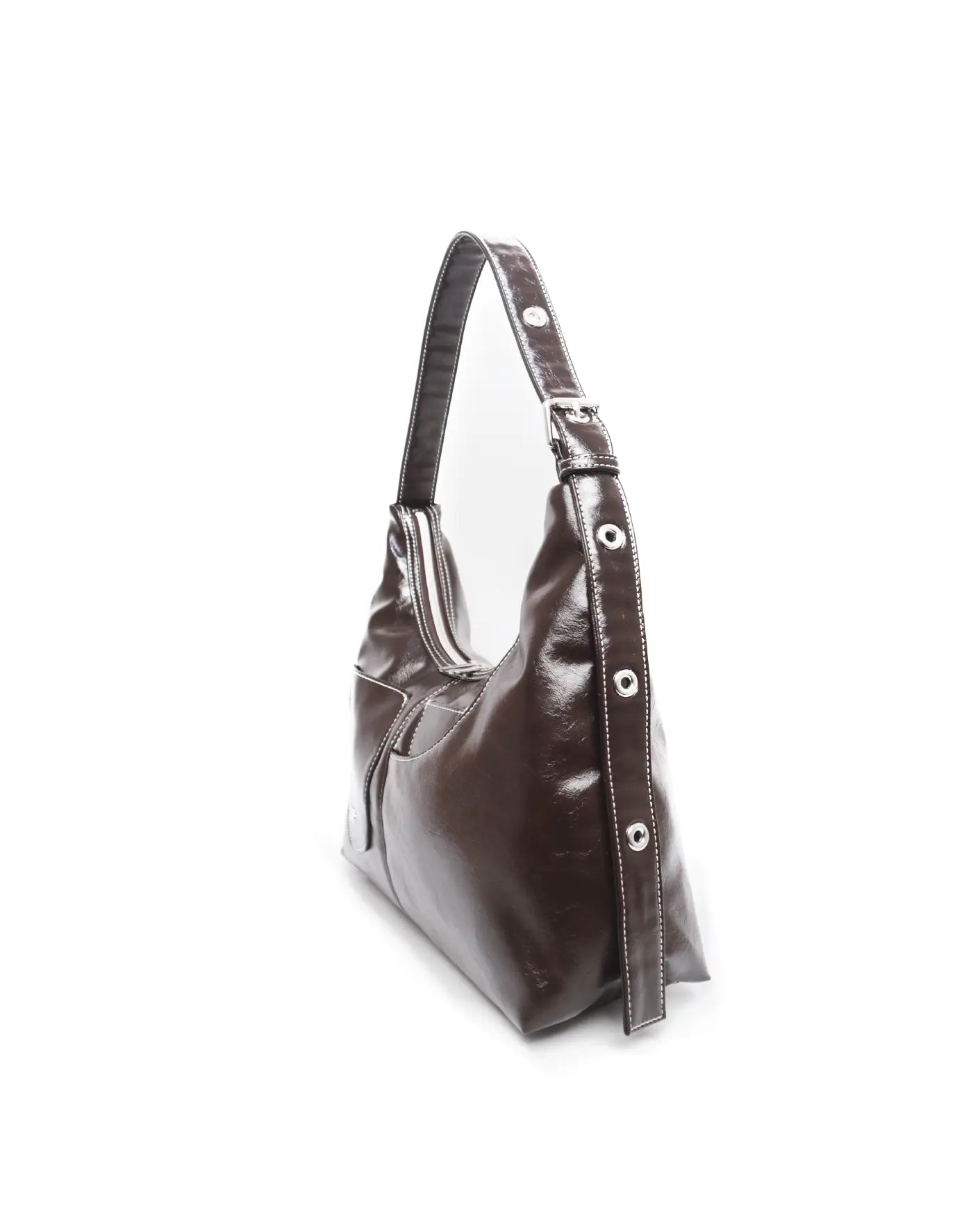 SIGNATURE POCKET LEATHER HOBO BAG IN ESPRESSO TSL Singapore