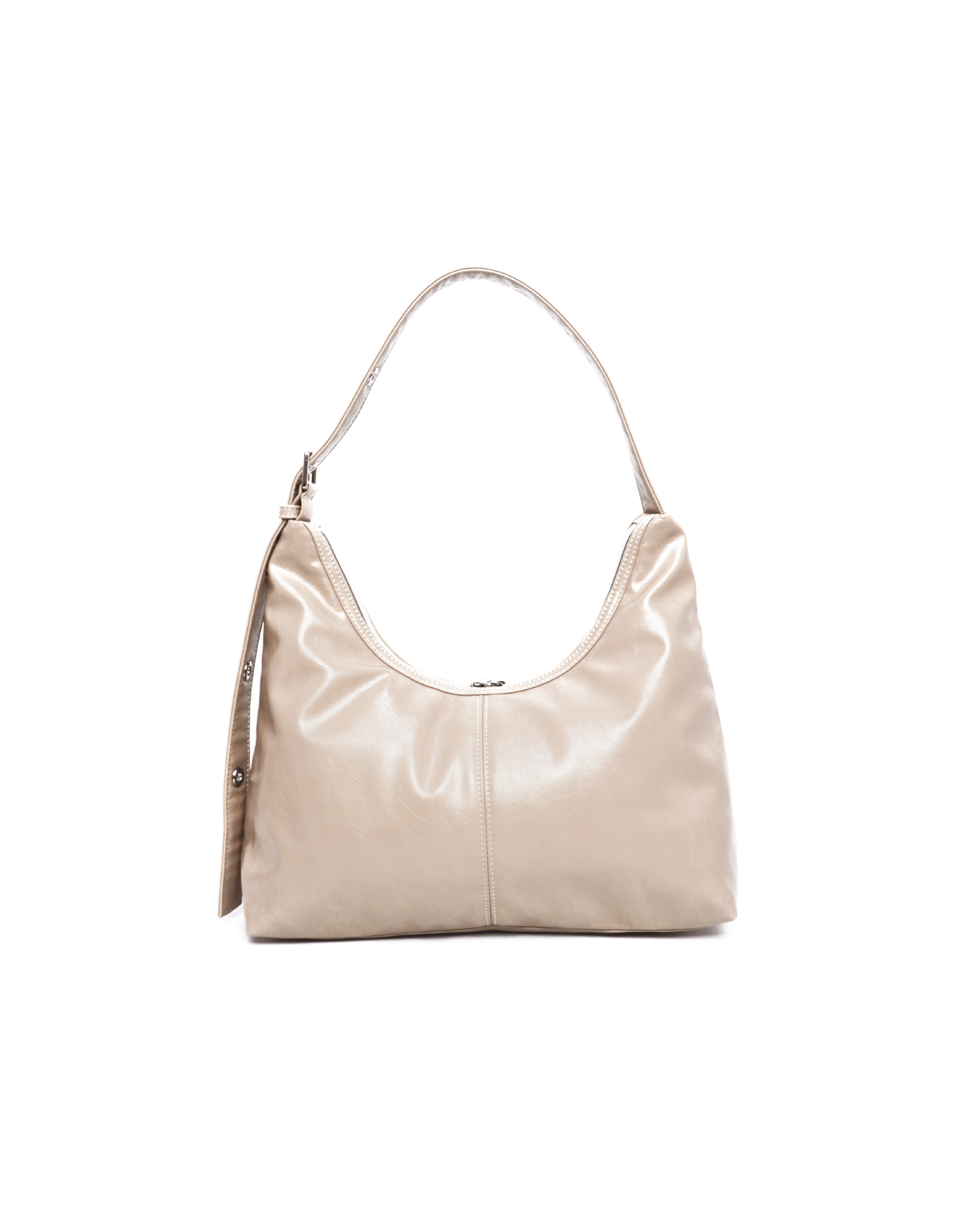 SIGNATURE POCKET LEATHER HOBO BAG IN SAND