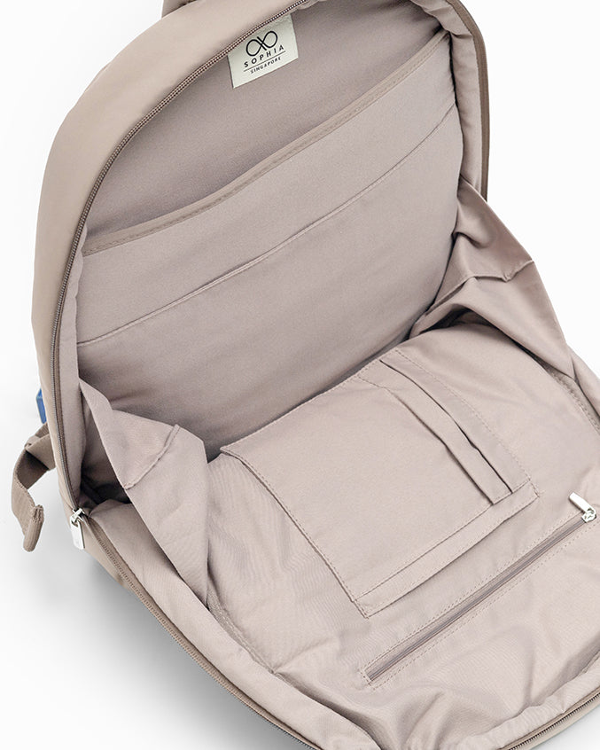 COSY LUXE XL COMMUTER BACKPACK IN TAUPE