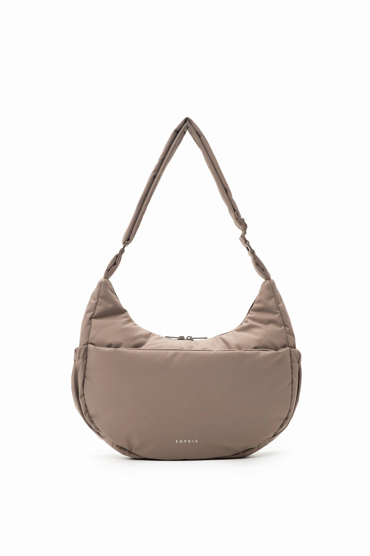 COSY LUXE L CRESCENT BAG 2.0 IN TAUPE 