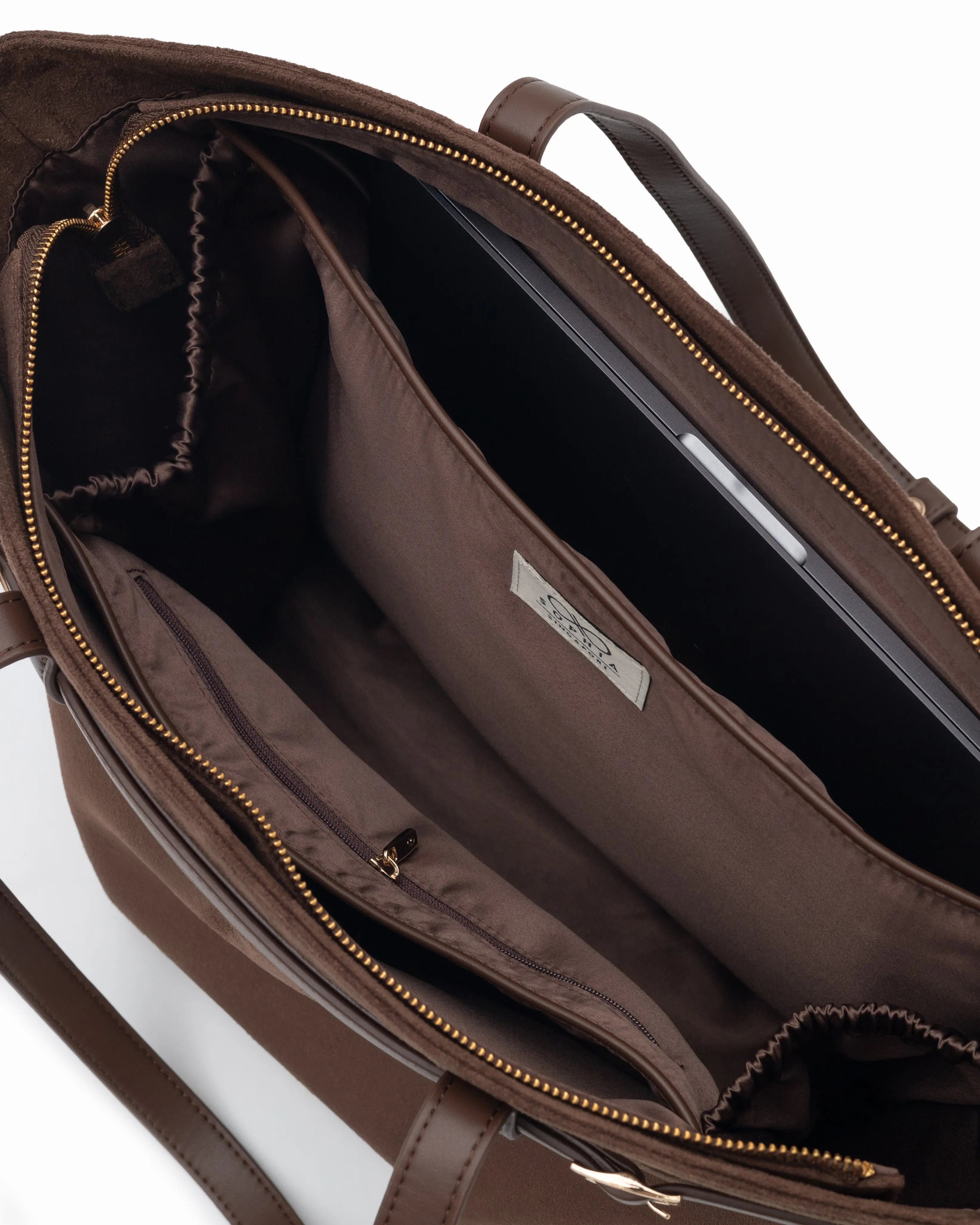VALENTINA SUEDE TOTE BAG IN ESPRESSO TSL Singapore