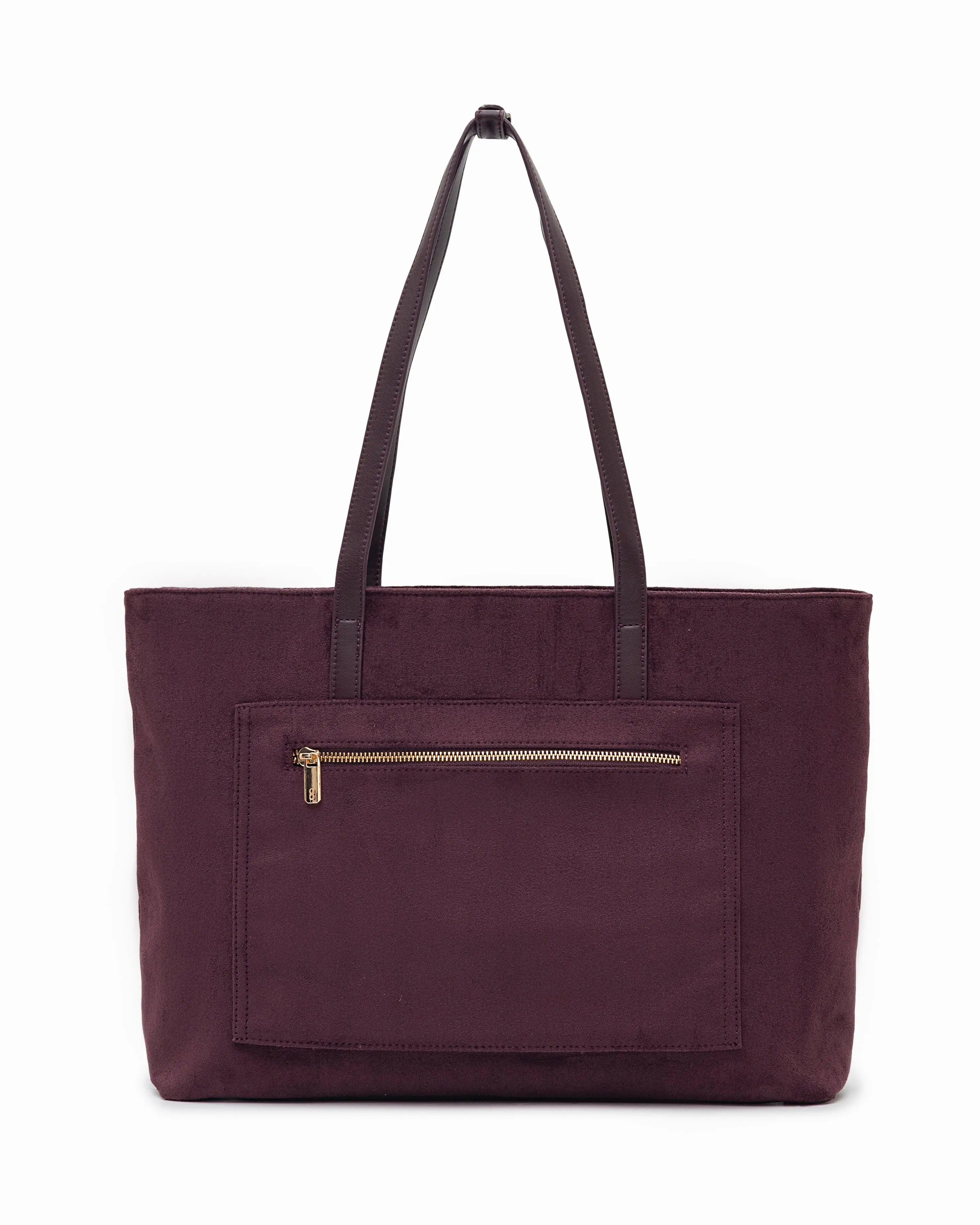VALENTINA SUEDE TOTE BAG IN BURGUNDY TSL Singapore