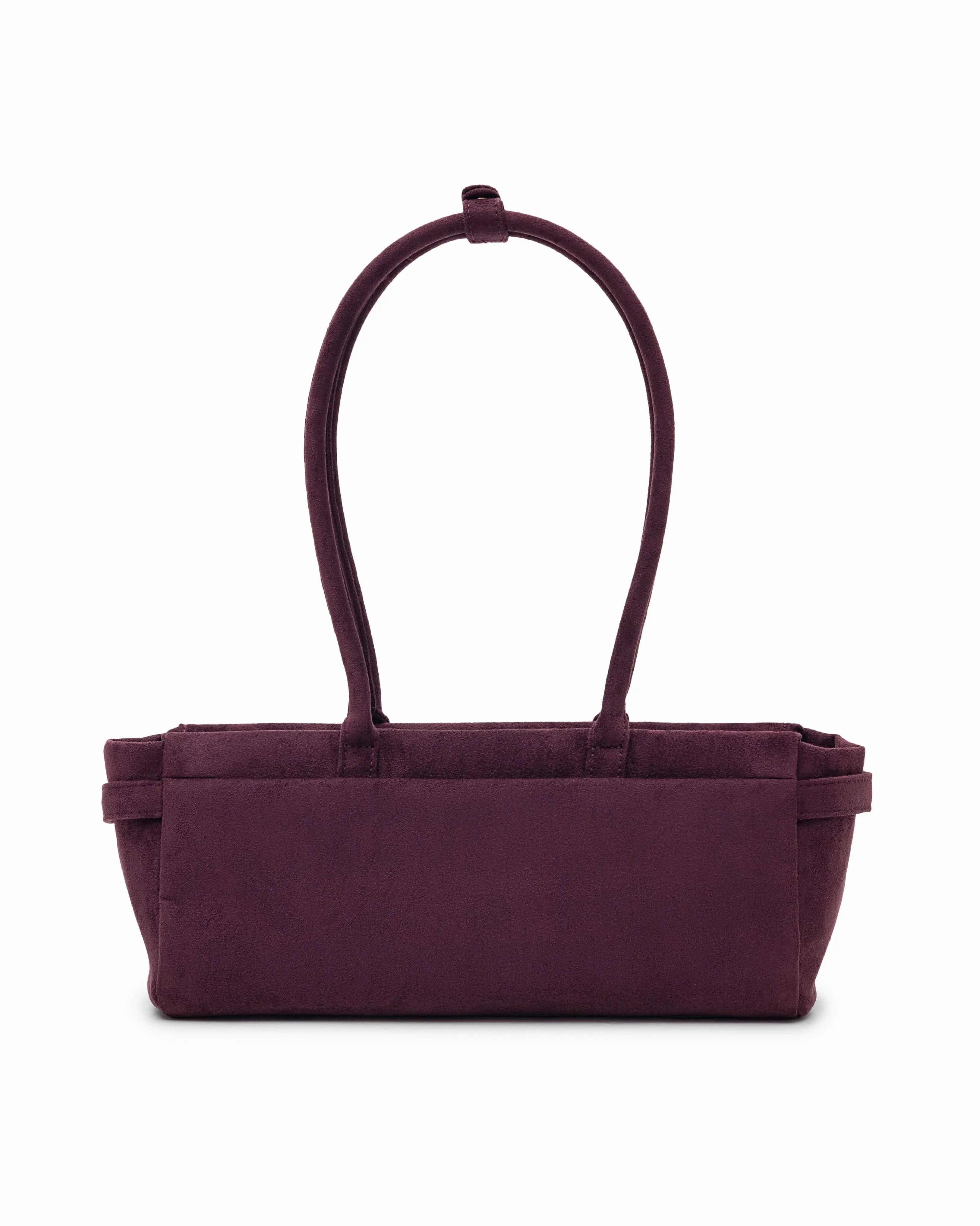 VALENTINA SUEDE BAGUETTE BAG IN BURGUNDY TSL Singapore