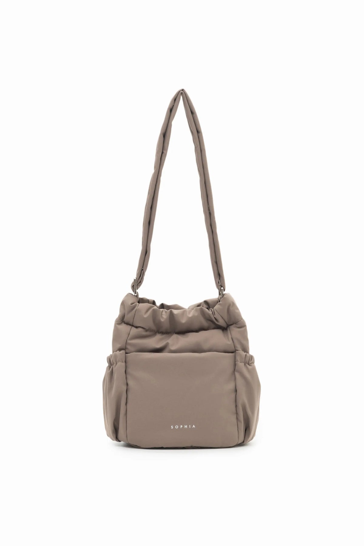 MINI COSY LUXE BUCKET BAG IN TAUPE 