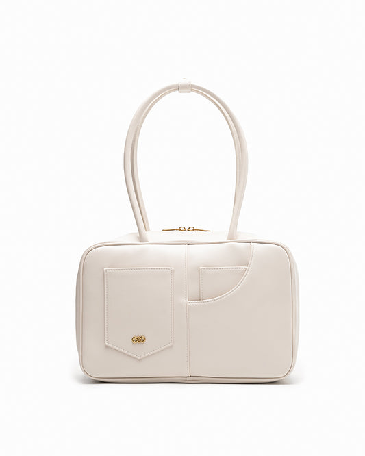 SIGNATURE POCKET M REI TOTE BAG IN CHALK