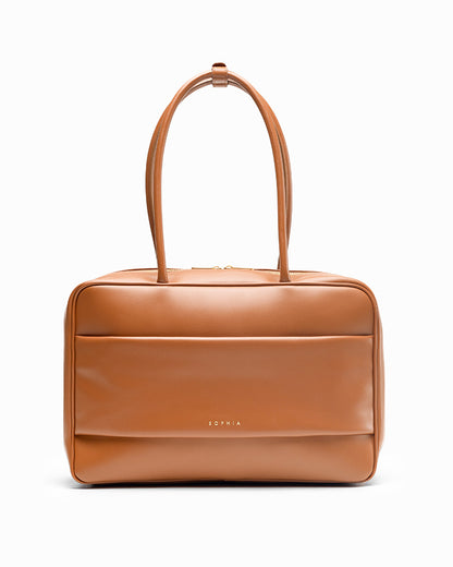 SIGNATURE POCKET L REI TOTE BAG IN CAMEL