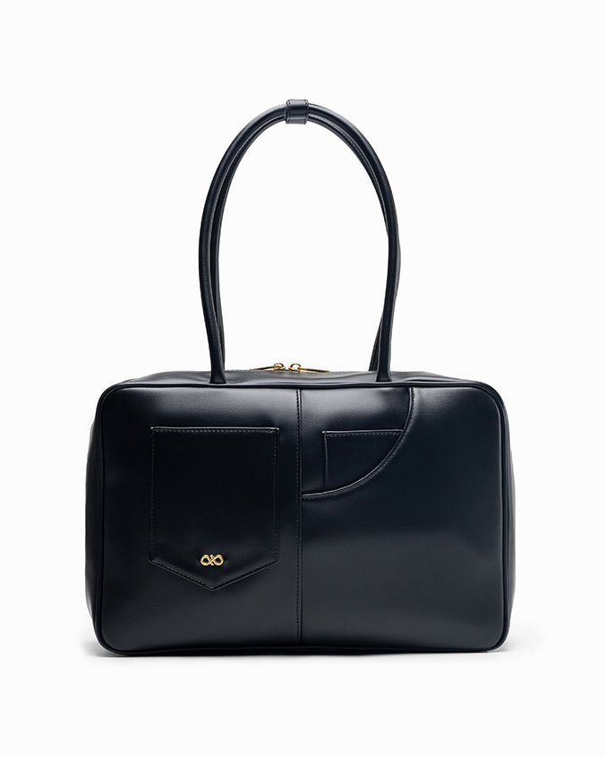 SIGNATURE POCKET L REI TOTE BAG IN BLACK