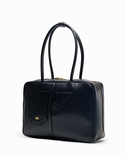 SIGNATURE POCKET L REI TOTE BAG IN BLACK
