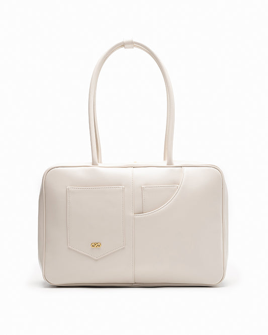 SIGNATURE POCKET L REI TOTE BAG IN CHALK