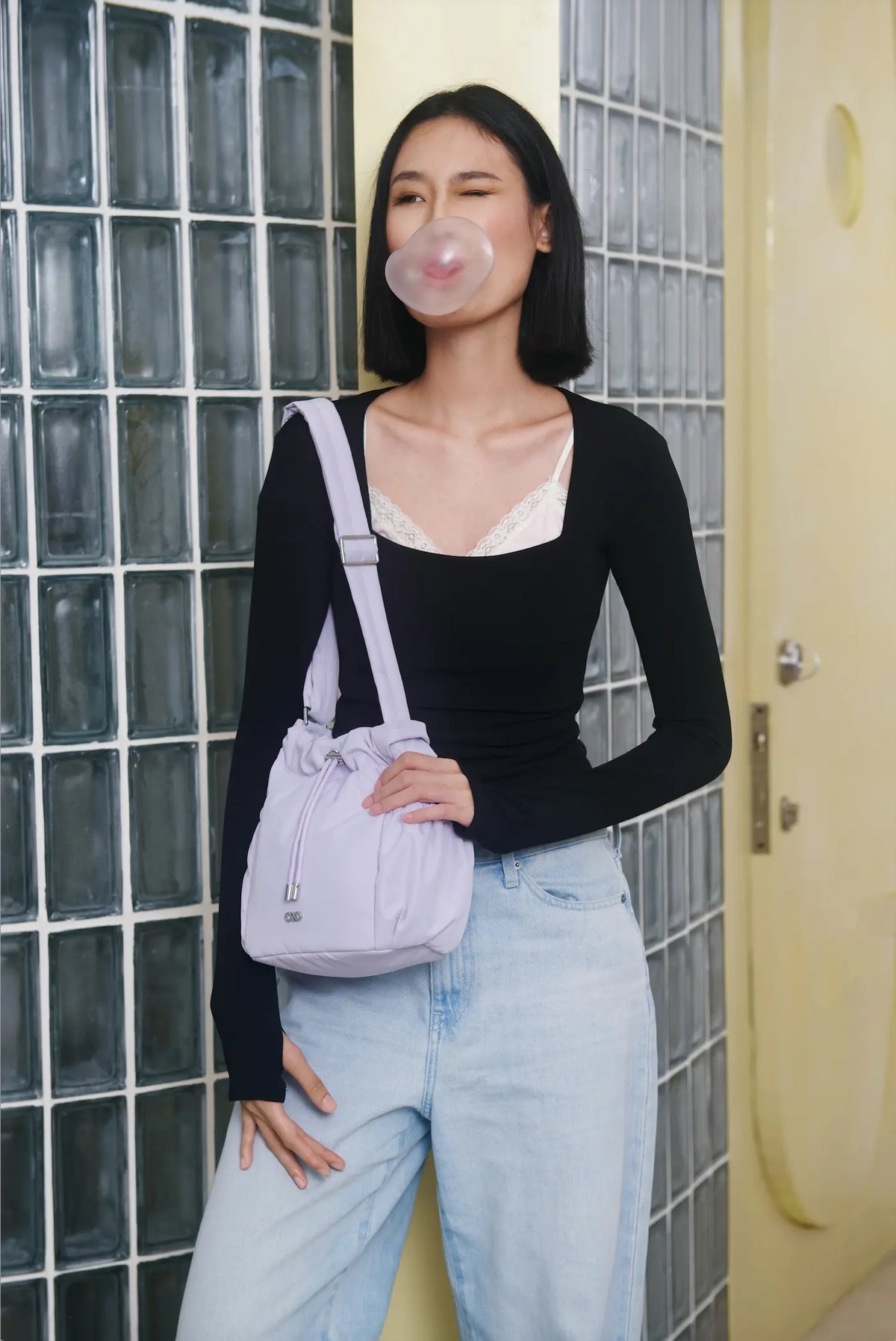MINI COSY LUXE BUCKET BAG IN LILAC 